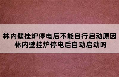 林内壁挂炉停电后不能自行启动原因 林内壁挂炉停电后自动启动吗